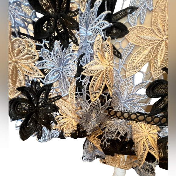 Lulu’s Crochet Lace Ruffled Come To The Party Floral Mini Dress Size Med NWT - Picture 10 of 14